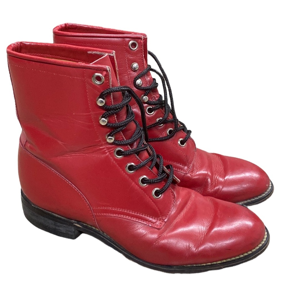 ✨Host Pick!✨ Vintage Leather Justin Roper Boots, Red